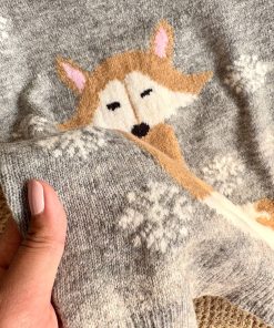 Alternative view of بلوز بافت دخترانه طوسی لوپیلو طرح روباه