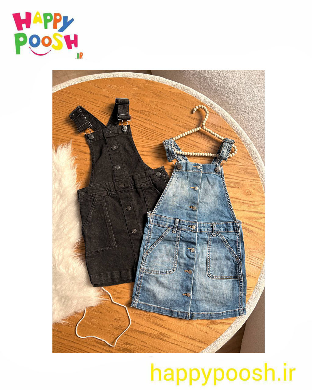 بیلر دامنی جین دخترانه جلو دکمه