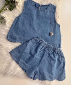 Alternative view of ست تاپ و شلوارک دخترانه جین کاغذی