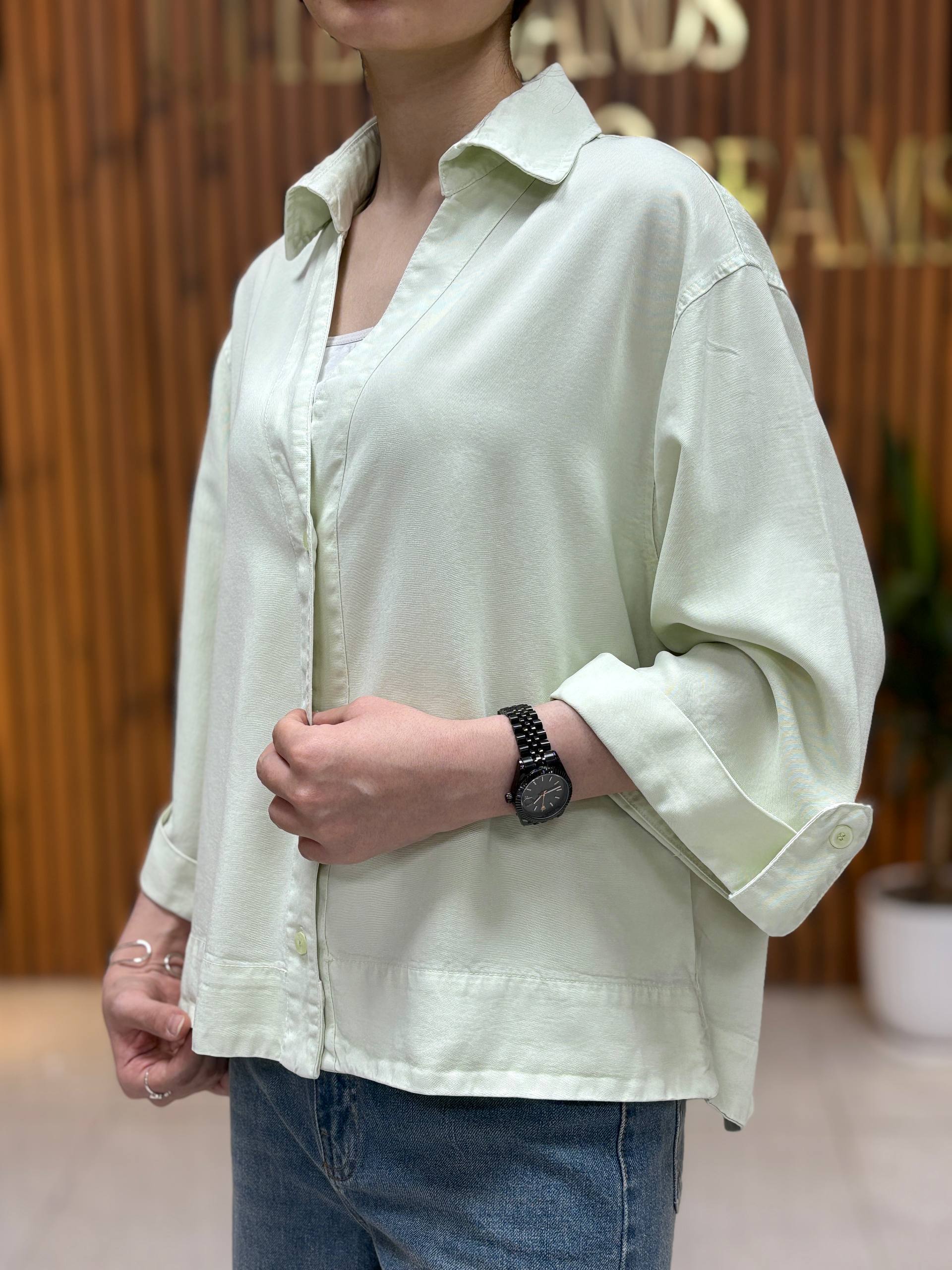 شومیز سیلک سبز زنانه - Image 2