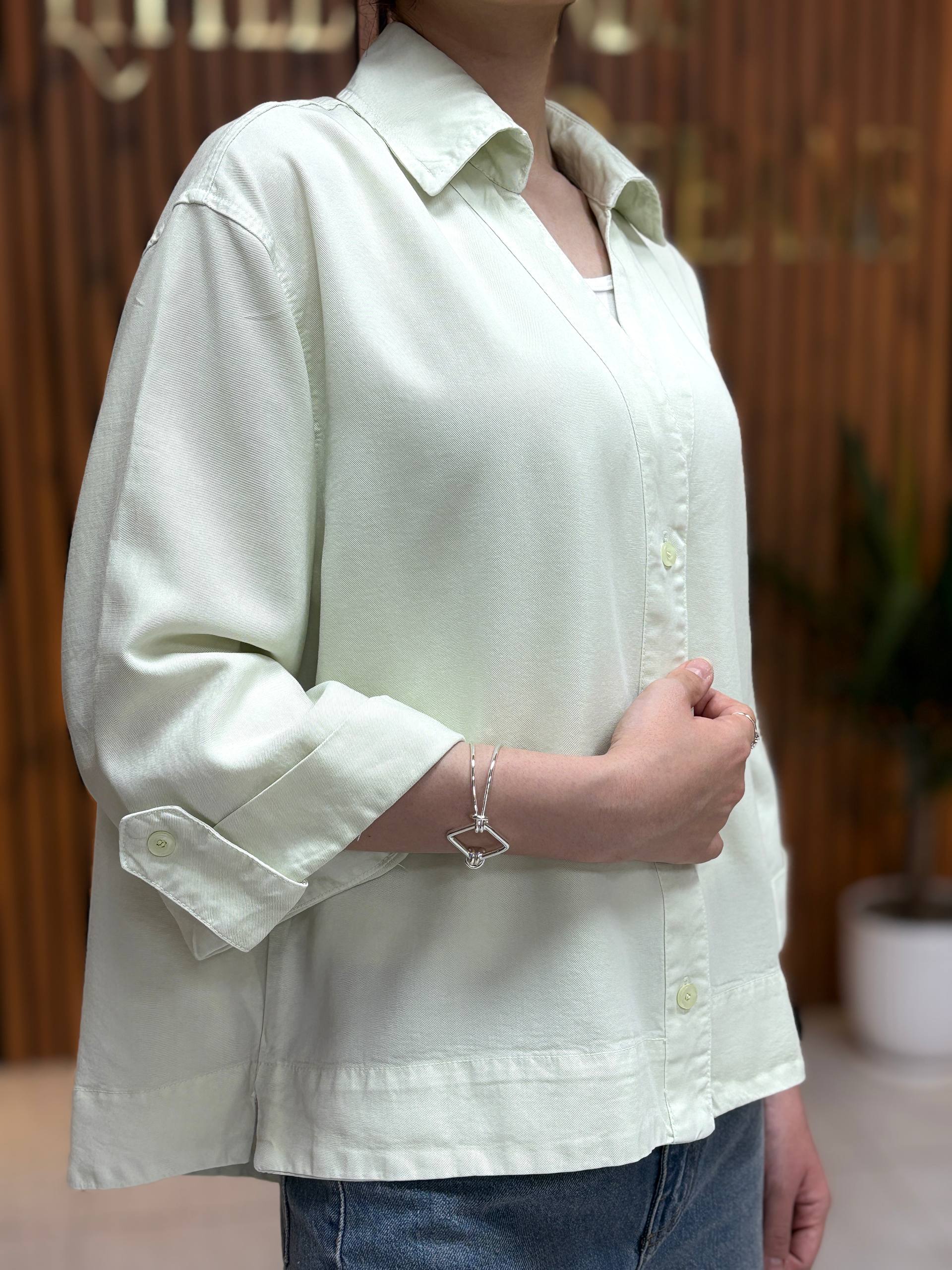 شومیز سیلک سبز زنانه - Image 8