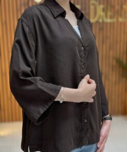 Alternative view of شومیز سیلک قهوه‌ای زنانه